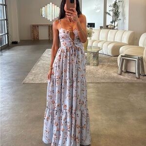 Floral Blue Maxi Dress Sz Small